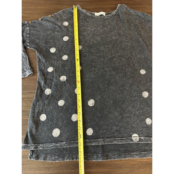 Jess & Jane Shirt Womens Small Black White Polka Dot 3/4 Sleeve Tunic Top Boho - Picture 7 of 11